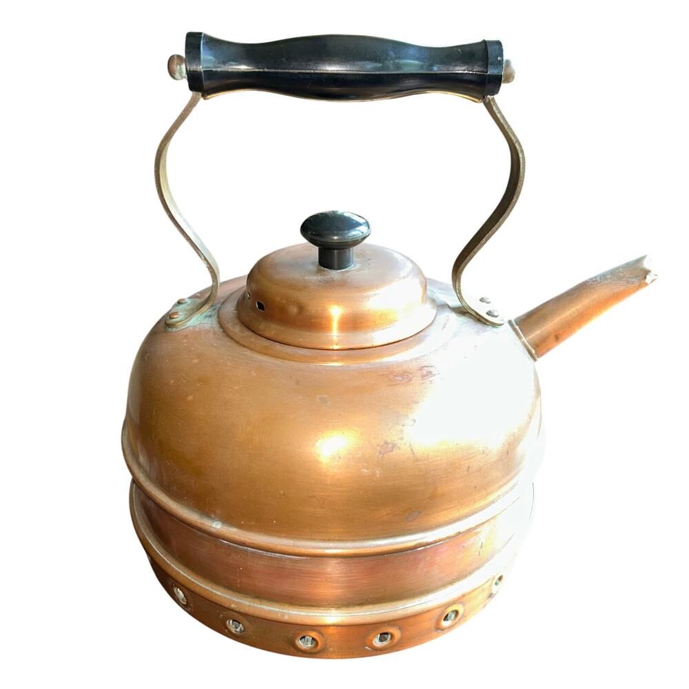 Vintage Simplex patent copper whistling tea kettle made in England